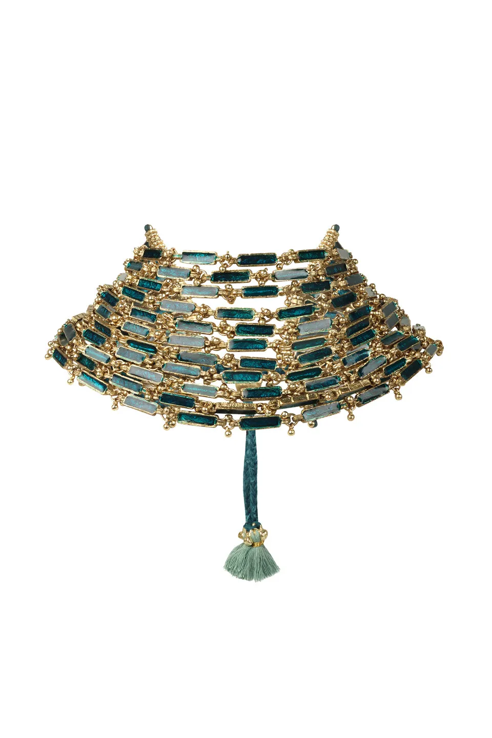 House of Tuhina Enamel Link Choker collana bordeaux smalto oro