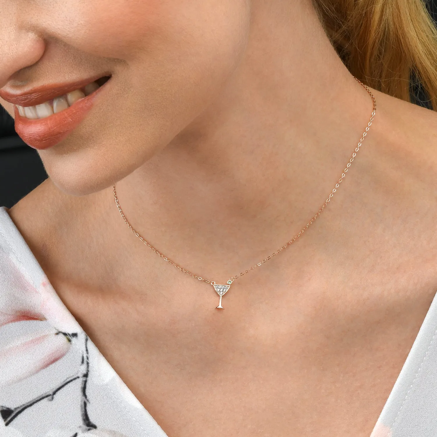 Diamond Treats Collana Cocktail Martini Oro Rosa Argento 925 Donna