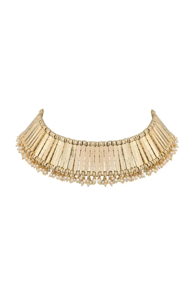 House of Tuhina Shahi Pearl Gold collana perle oro