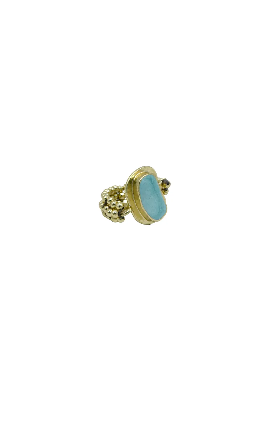 House of Tuhina Boat Stone anello grigio argento pietra naturale