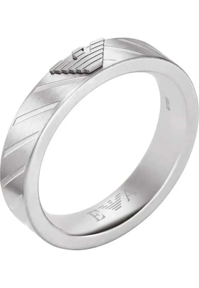 Emporio Armani anello uomo acciaio argento misura 10 satinato