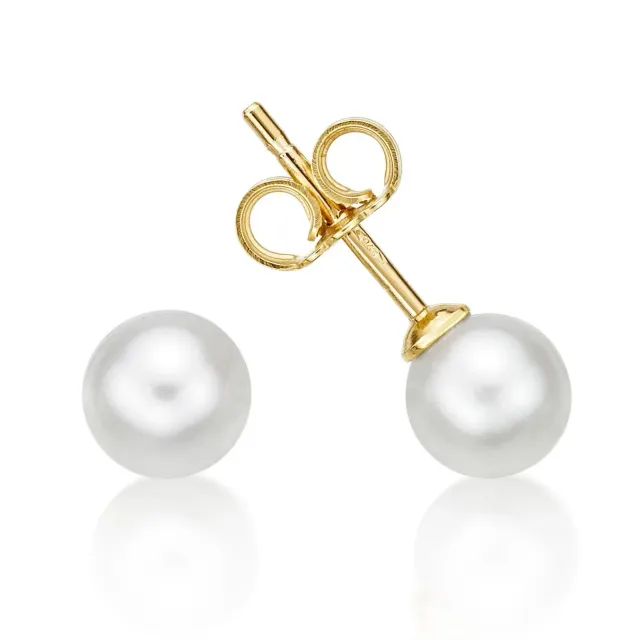 Diamond Treats orecchini perla 7mm oro giallo 9kt bottone