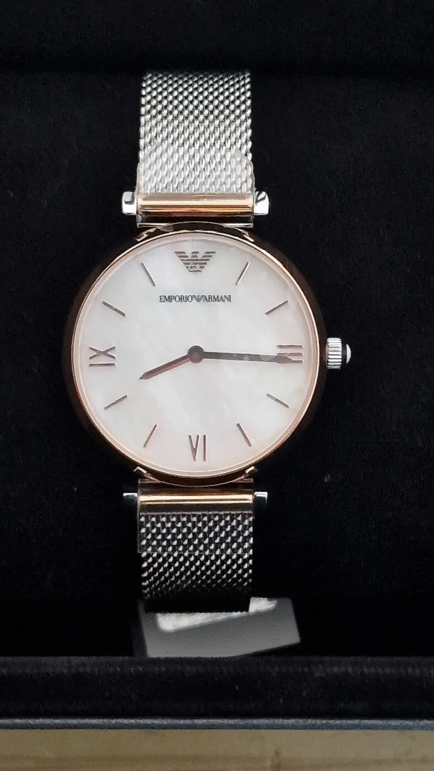 Emporio Armani orologio donna glitter oro rosa e argento