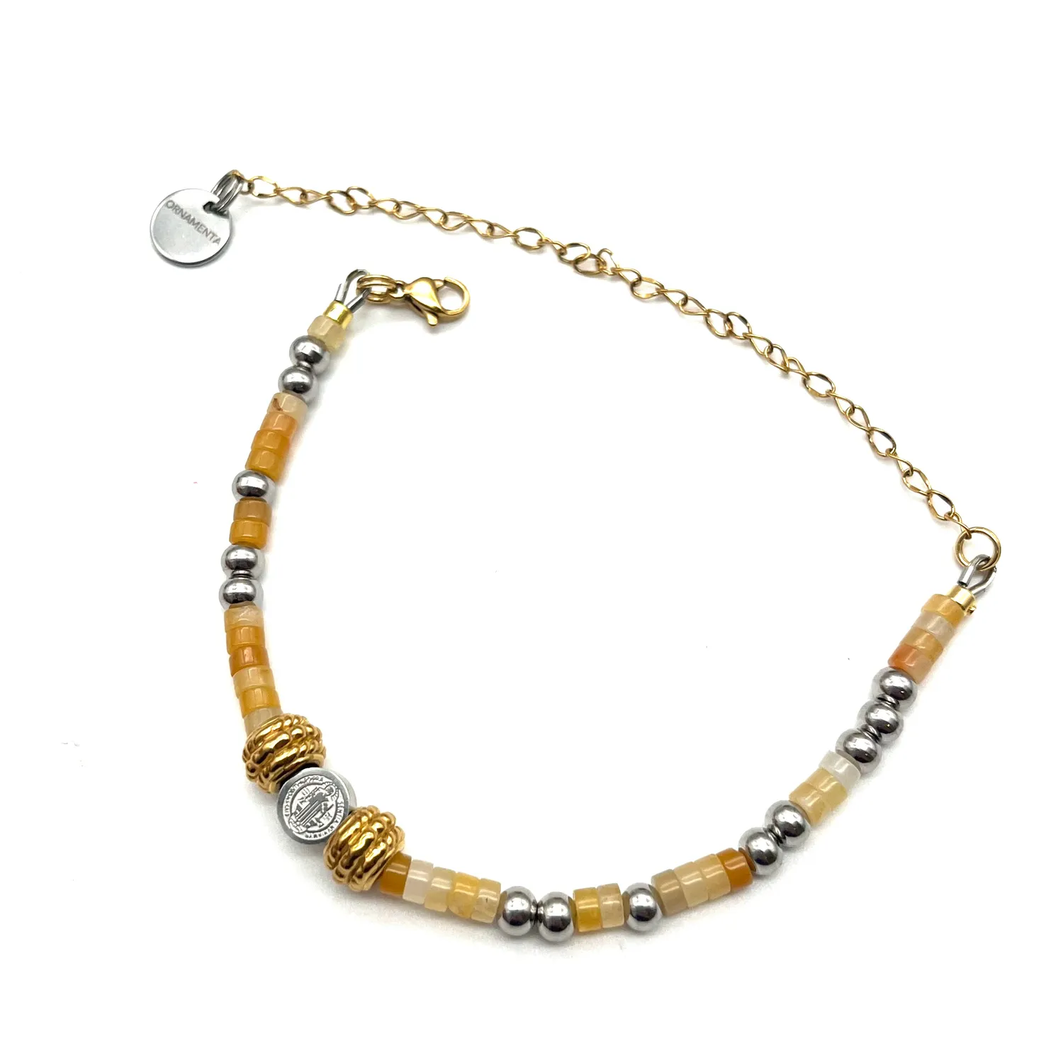 Ornamenta Fortis in Fide bracciale corniola e acciaio