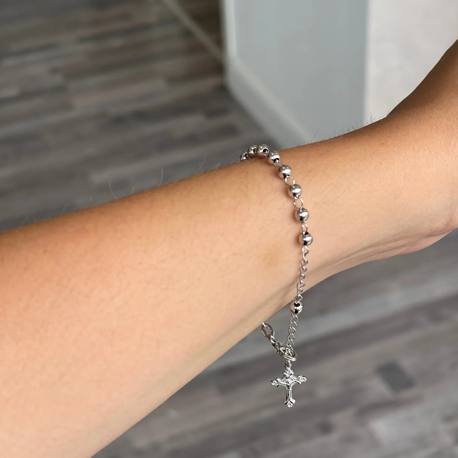 Ornamenta Rosario bracciale argento 925 20 cm grani 8 mm