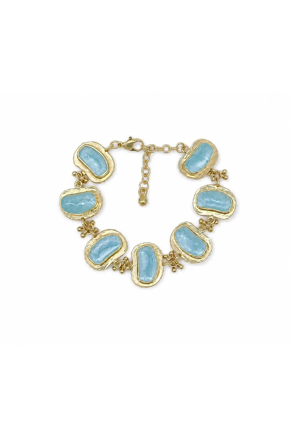 House of Tuhina Moon Gold MG26 Look5 bracciale turchese fatto a mano