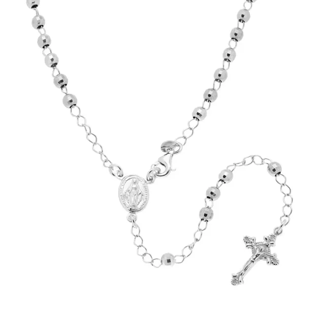 Ornamenta Rosario Pallina Diamantata collana argento 925 50 cm