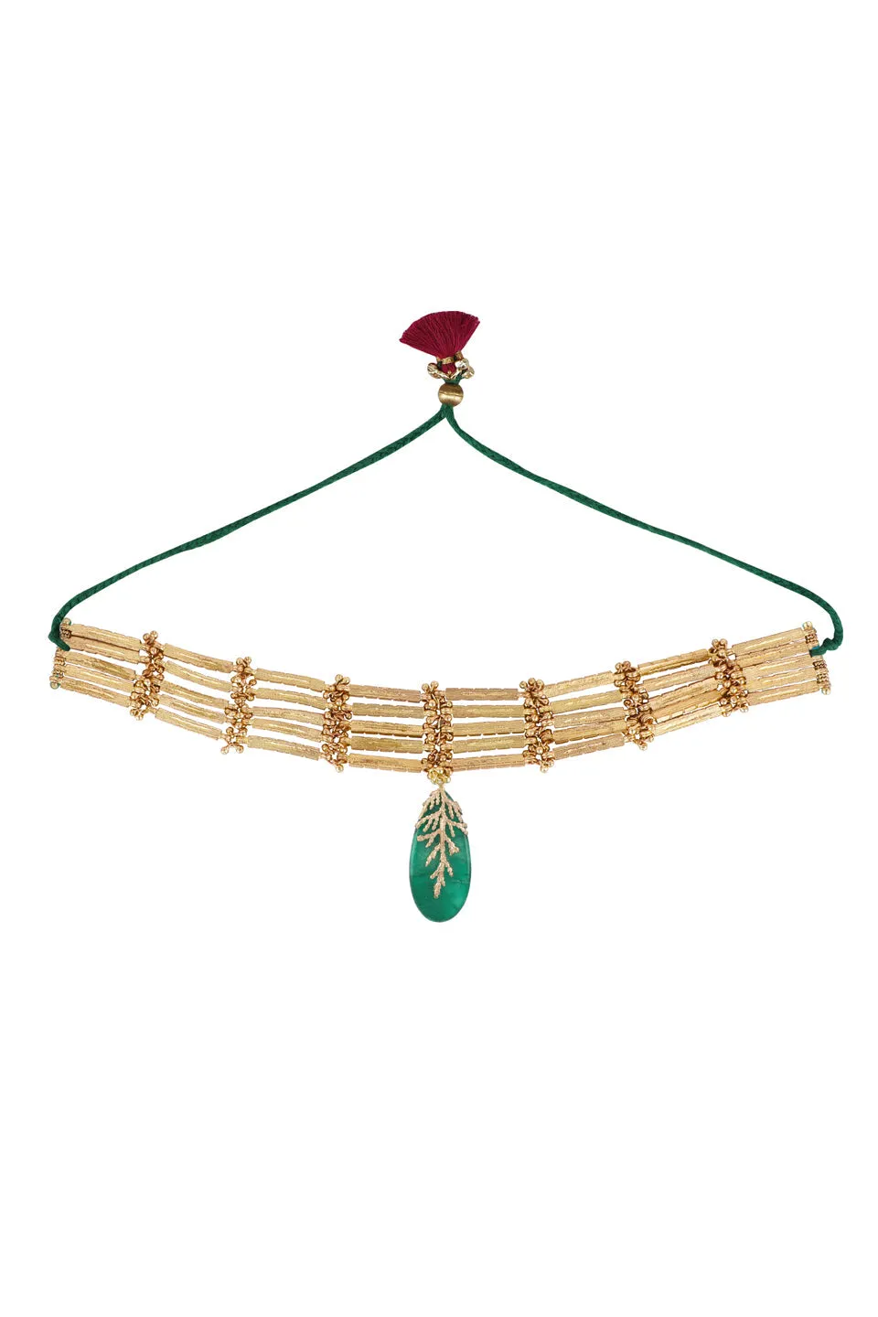 House of Tuhina Leaf Stone Link Choker collana avorio pietra