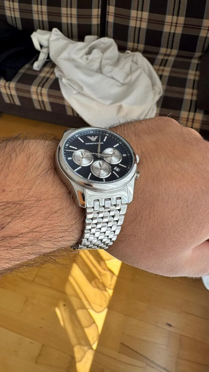 Emporio Armani orologio argento blu scuro uomo