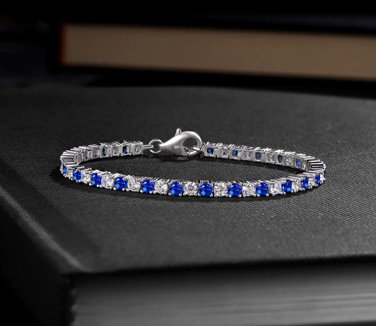 Diamond Treats Bracciale Tennis Blu Bianco Argento 16,5 cm
