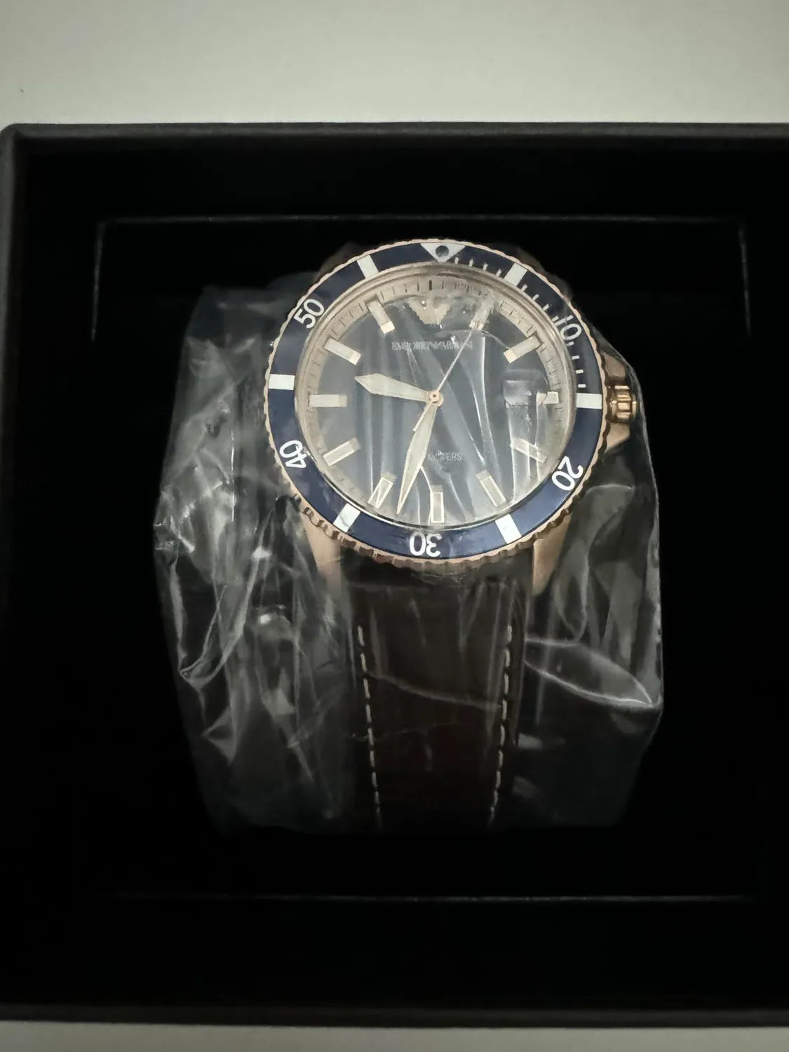 Emporio Armani AR11556 orologio uomo 42mm pelle marrone