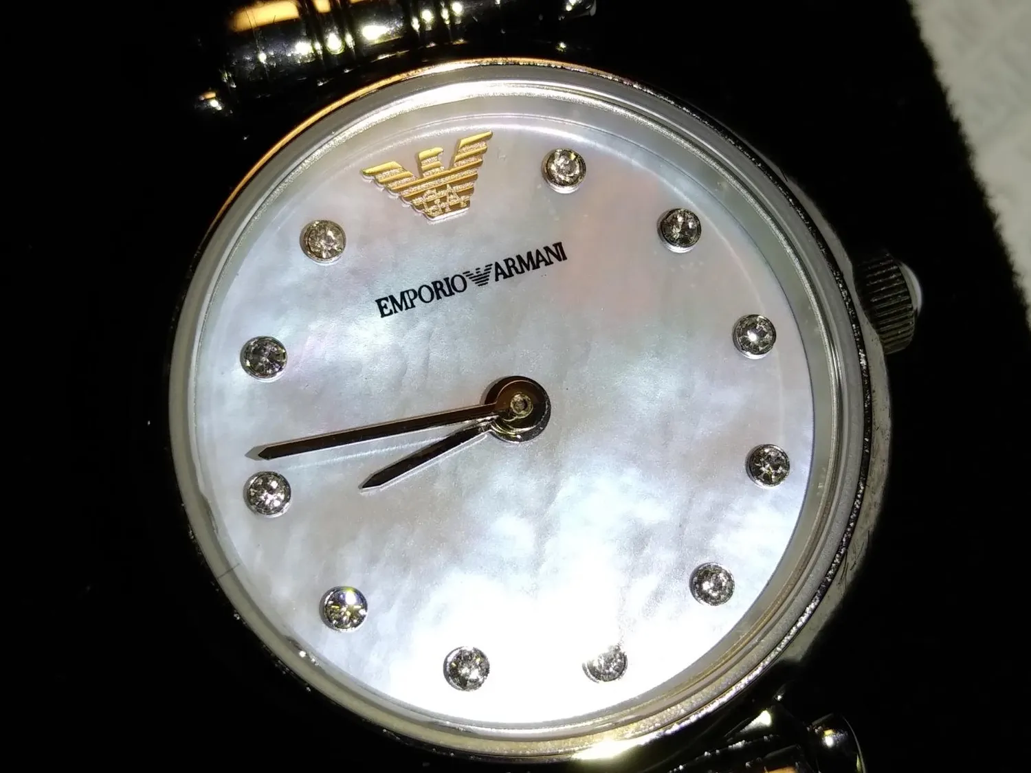 Emporio Armani orologio donna argento e bianco madreperla