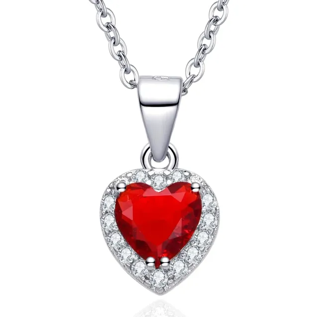 Dada Gioielli Collana Cuore 9mm Argento 925 Rosso Rubino
