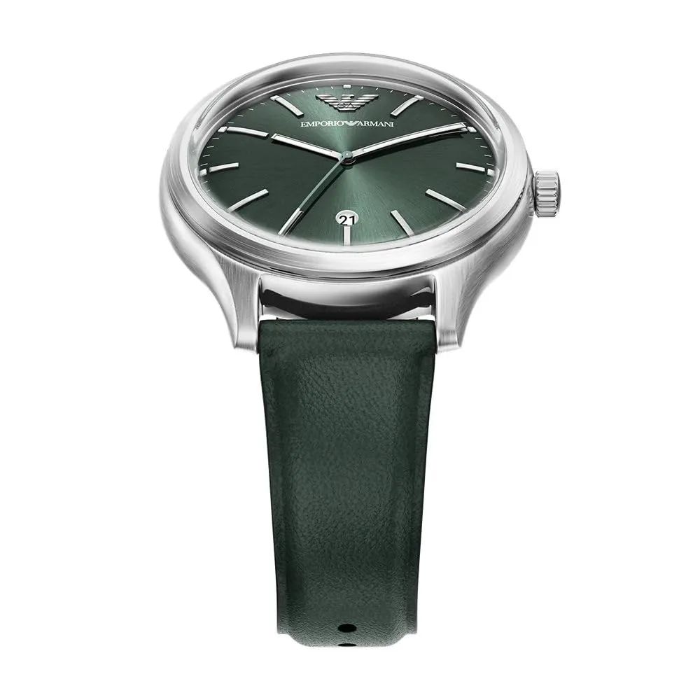 Emporio Armani AR11749 orologio uomo 41 mm pelle verde datario