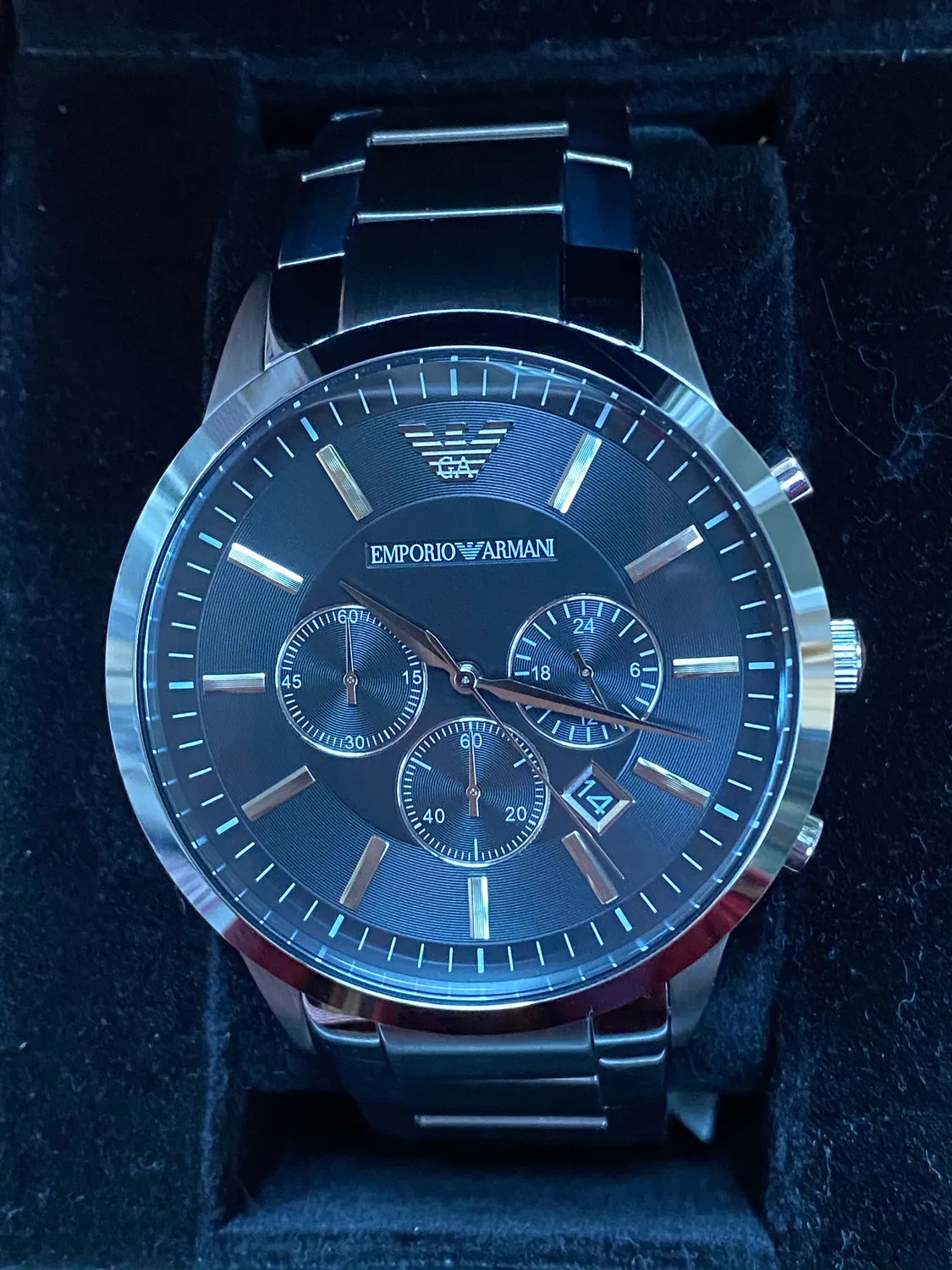 Emporio Armani orologio cronografo uomo argento nero