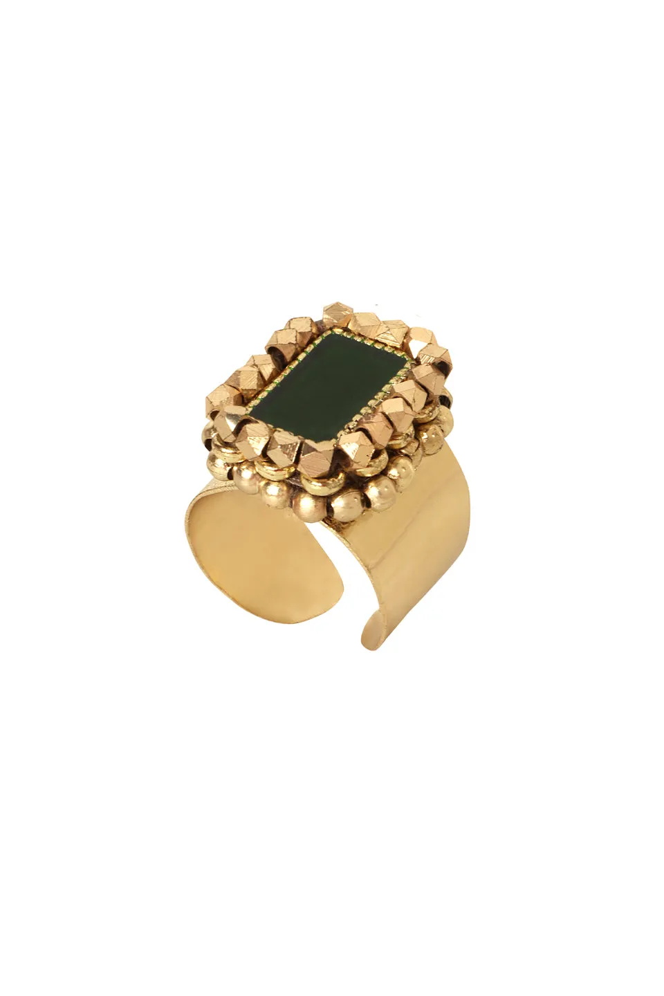 House of Tuhina Maya anello nero collezione oro