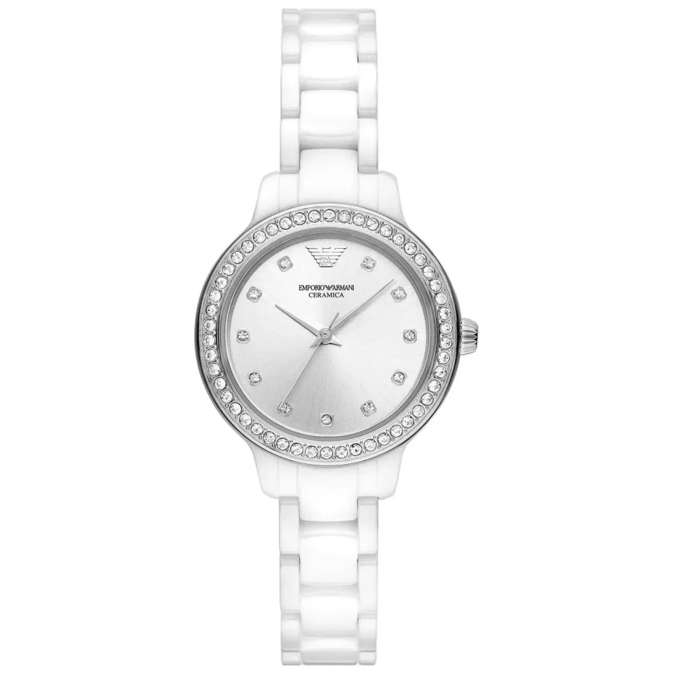 Emporio Armani Orologio Donna Ceramica 32 mm Bianco Glitter