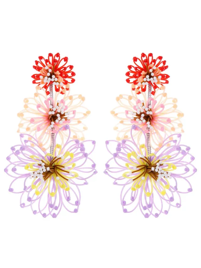 Radà Fiori Maxi orecchini tre fiori plastica ricamata