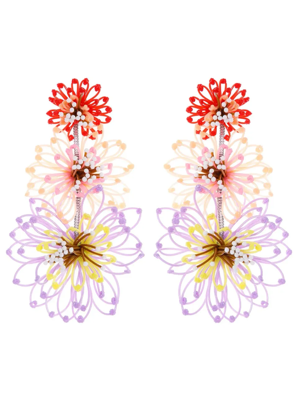 Radà Fiori Maxi orecchini tre fiori plastica ricamata