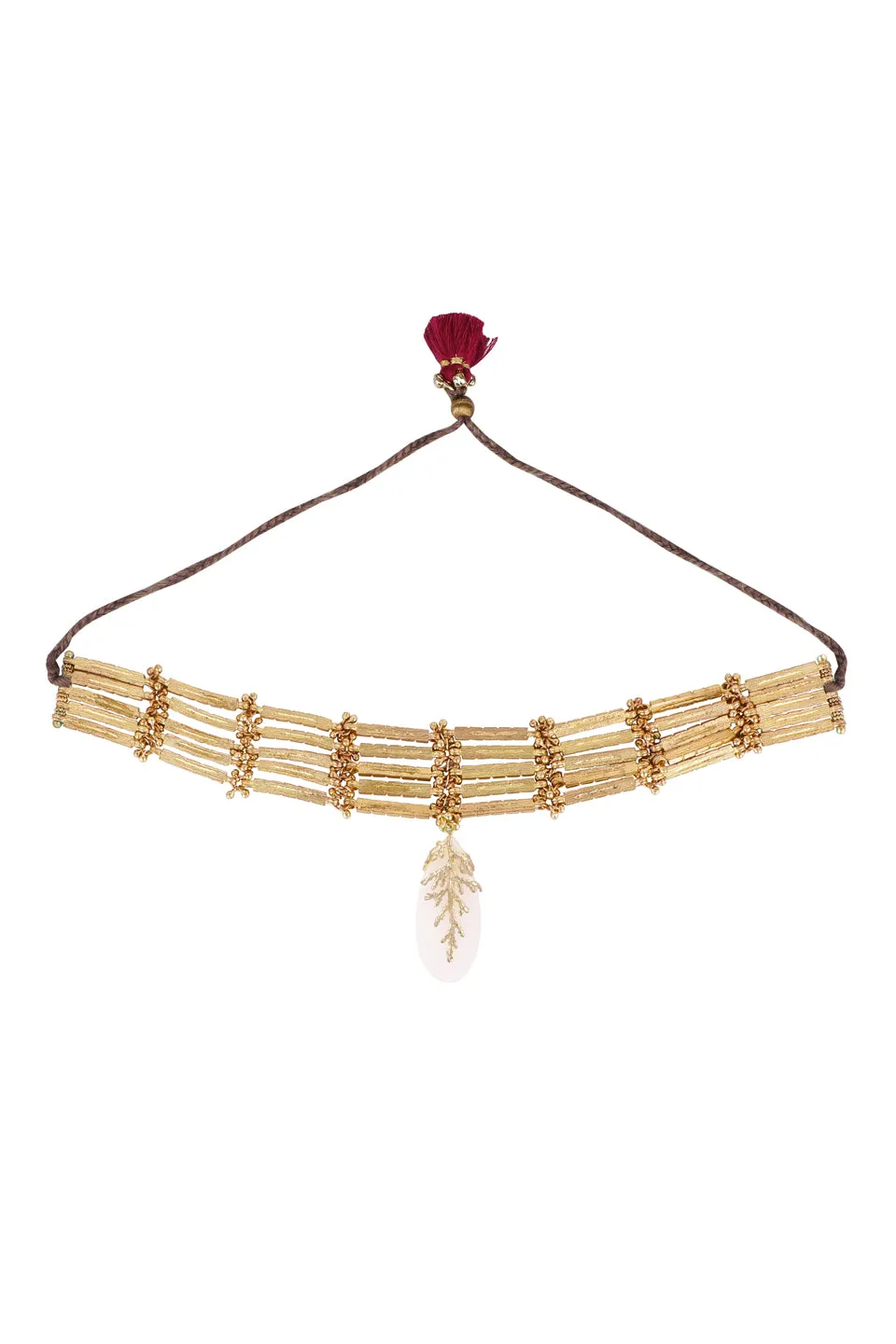 House of Tuhina Leaf Stone Link Choker collana avorio pietra