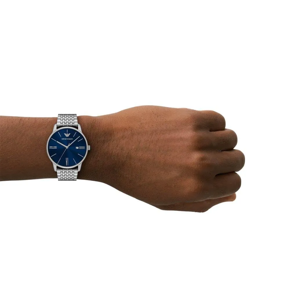 Emporio Armani Orologio Analogico Blu Argento