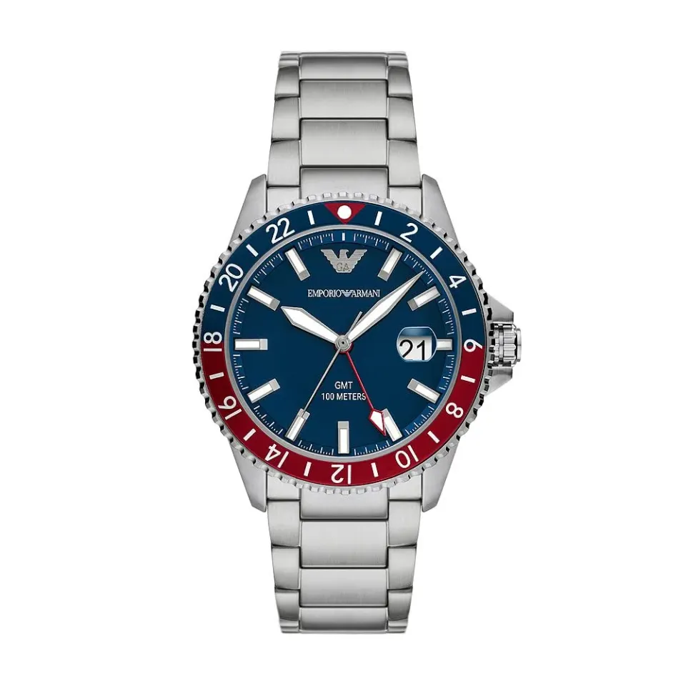 Emporio Armani Orologio Blu Cobalto Argento Doppio Tempo