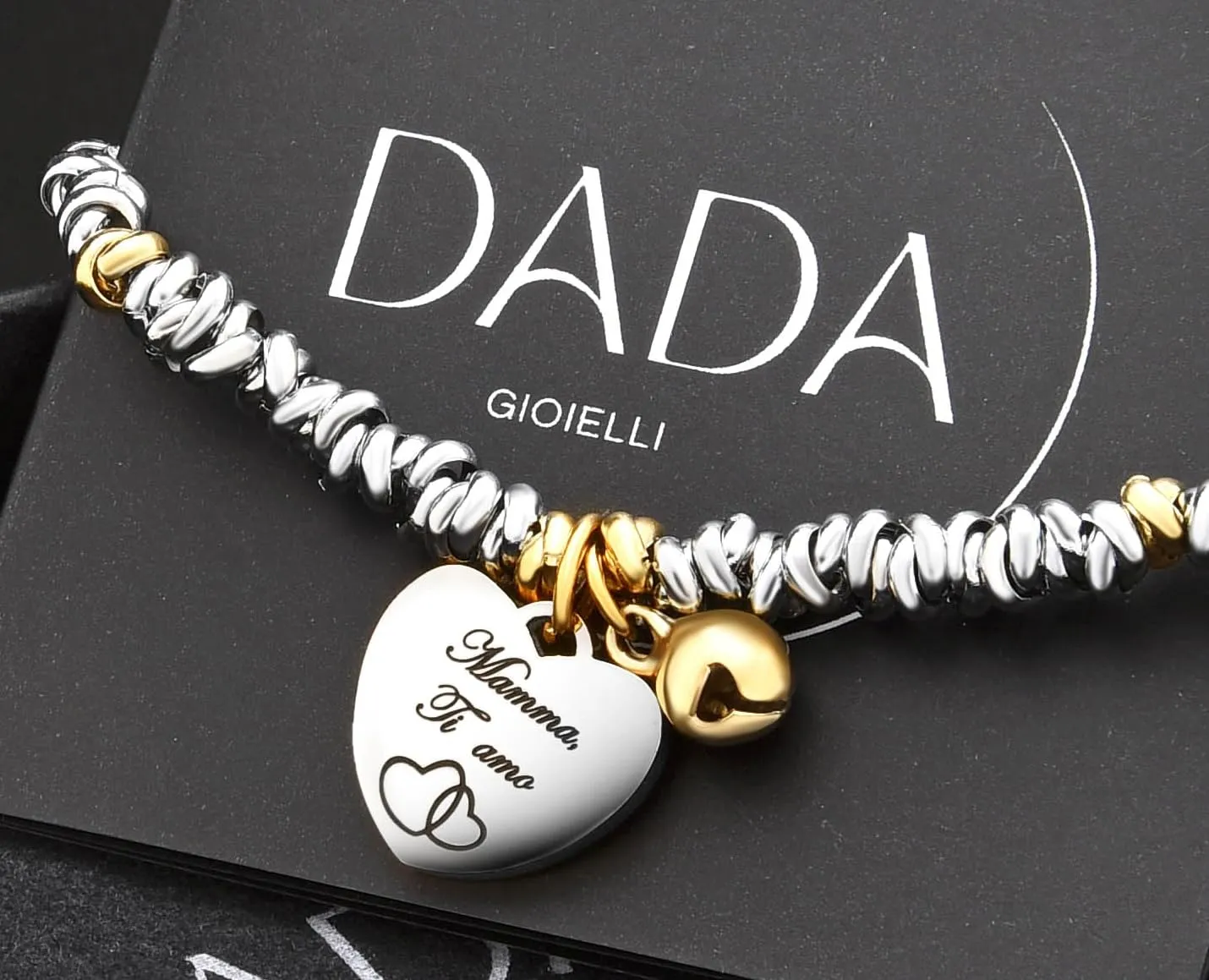 Dada Gioielli Bracciale Mamma Campanella Cuore Argento Oro