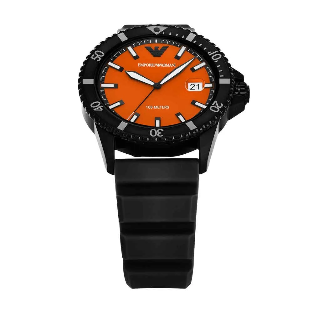 Emporio Armani orologio uomo nero e arancione