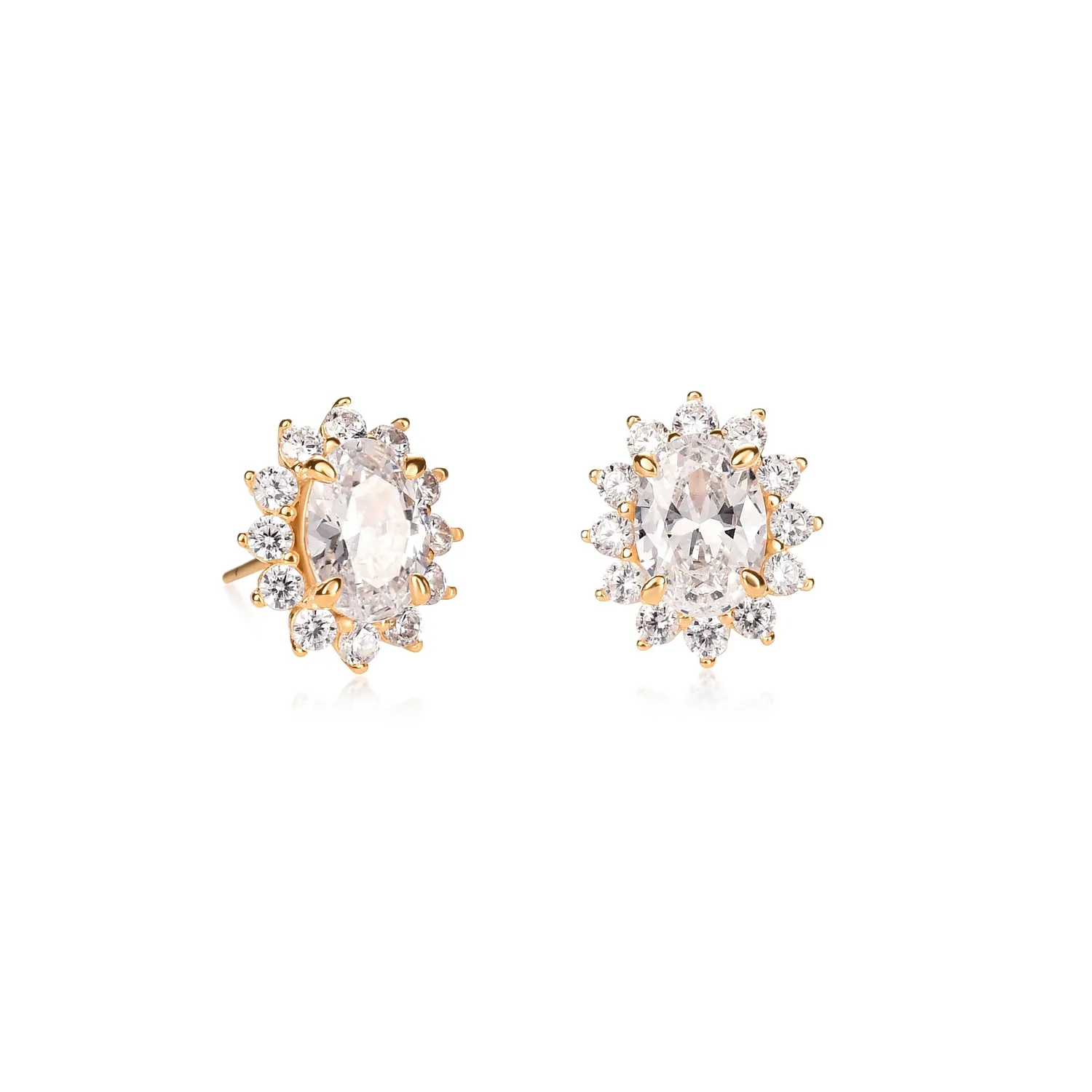 Diamond Treats Ovale Halo Fiore orecchini oro-blu pietra blu