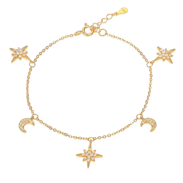 Diamond Treats Bracciale Luna Stella Argento 925 Oro Rosa