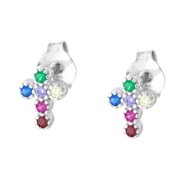 Ornamenta Croce orecchini argento 925 multicolor 5x7 mm