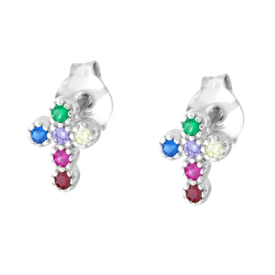 Ornamenta Croce orecchini argento 925 multicolor 5x7 mm