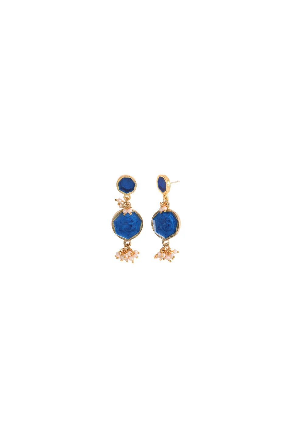 House of Tuhina Enamel Long Pearl orecchini lagoon smalto