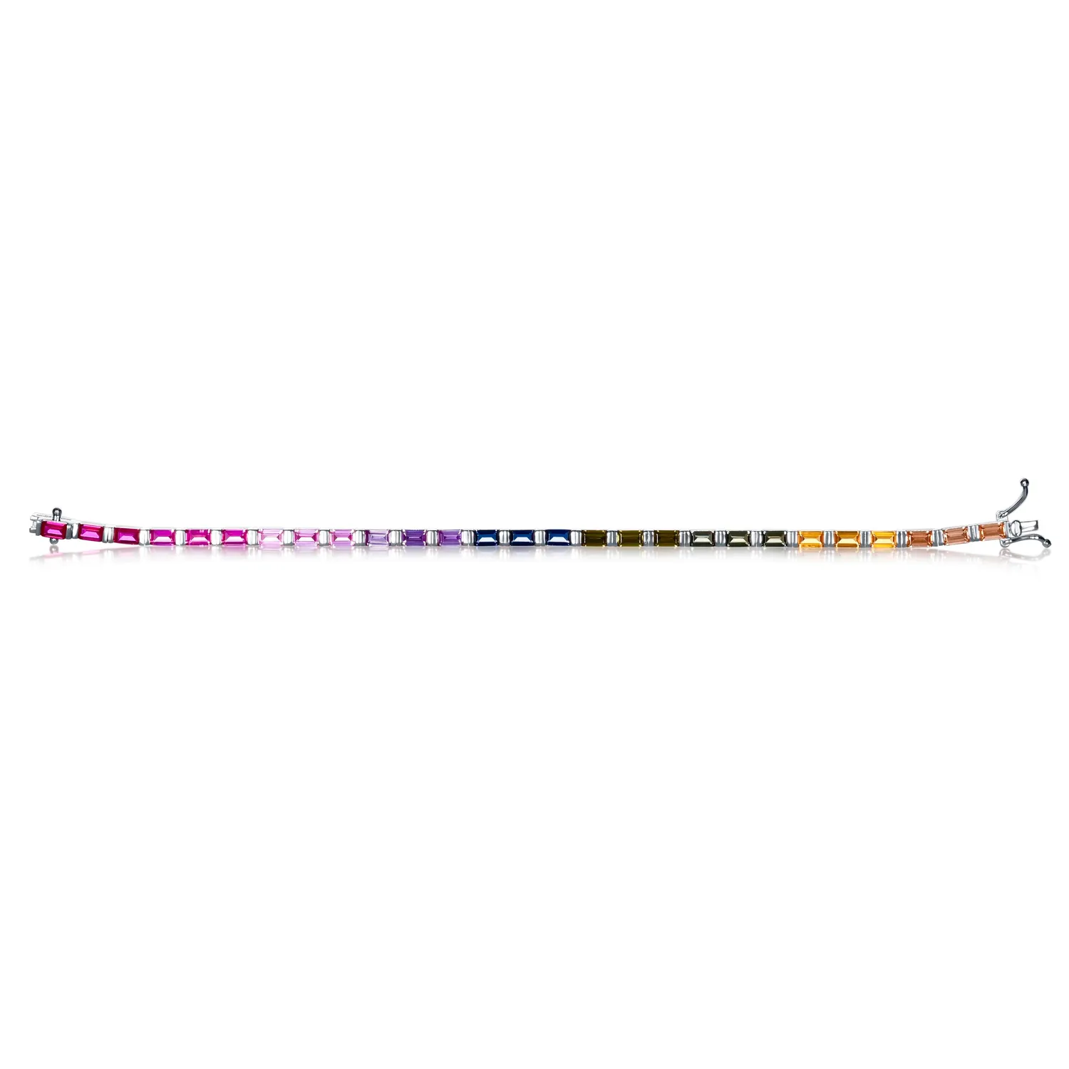 Diamond Treats Tennis bracciale argento zirconi arcobaleno baguette