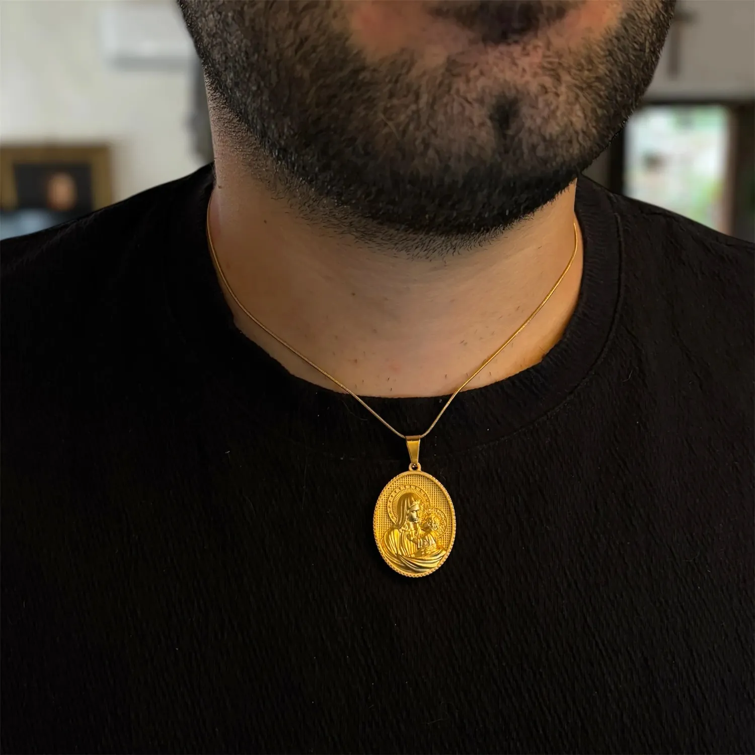Ornamenta collana San Giuseppe acciaio oro 40-45 cm