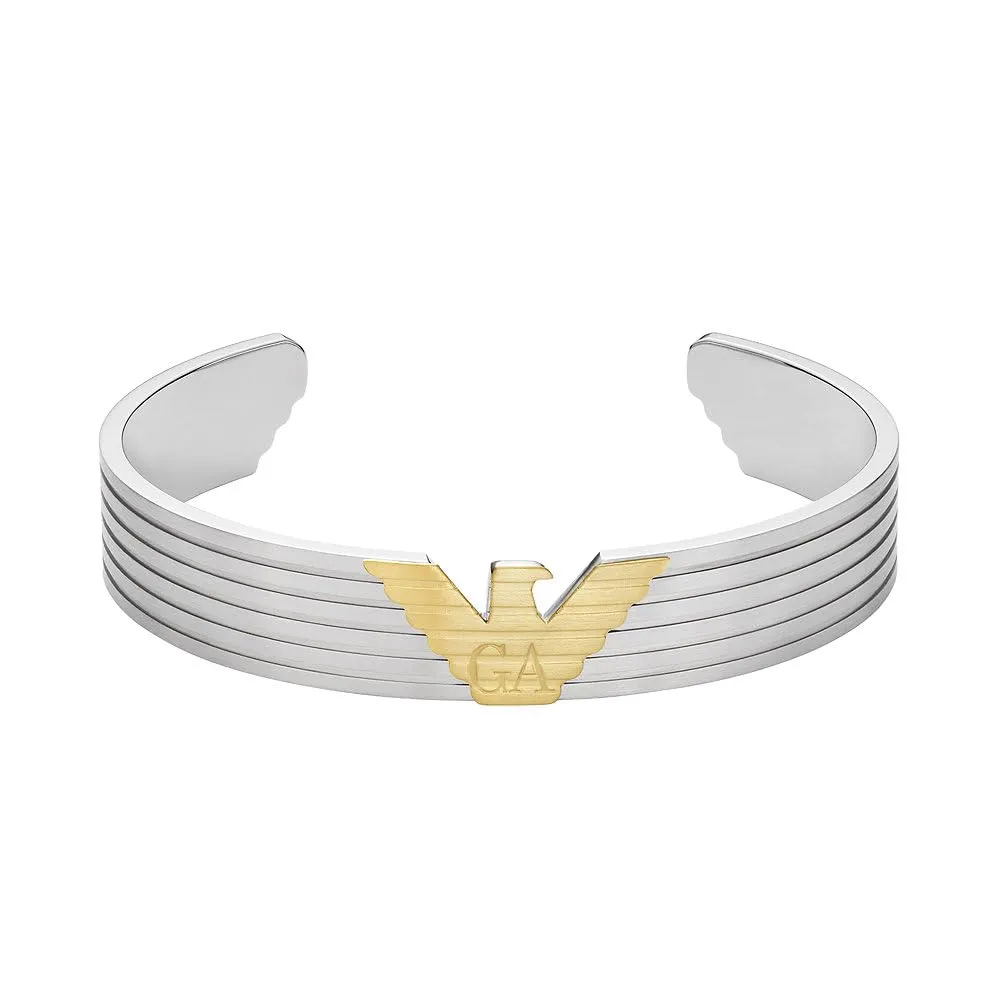 Emporio Armani Bracciale Bangle Aperto Uomo Argento Acciaio