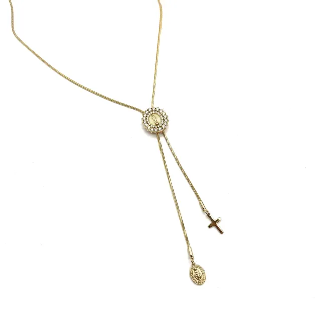 Ornamenta Medaglia Miracolosa scorrevole collana gold zirconi