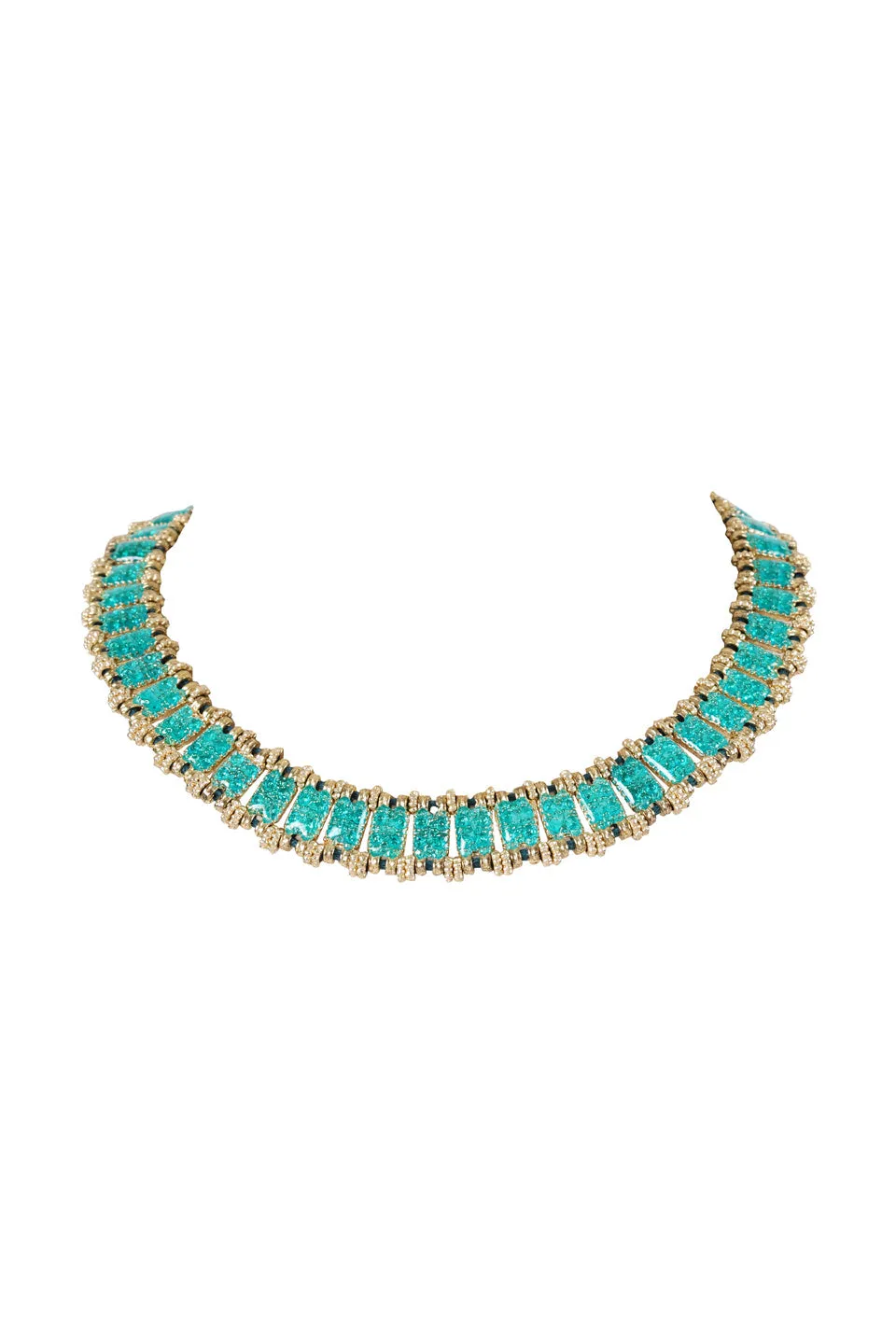 House of Tuhina Enamel Reversible collana turchese 2 in 1