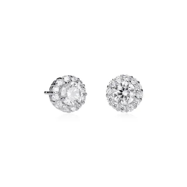 Diamond Treats orecchini lobo argento bianco pietra halo