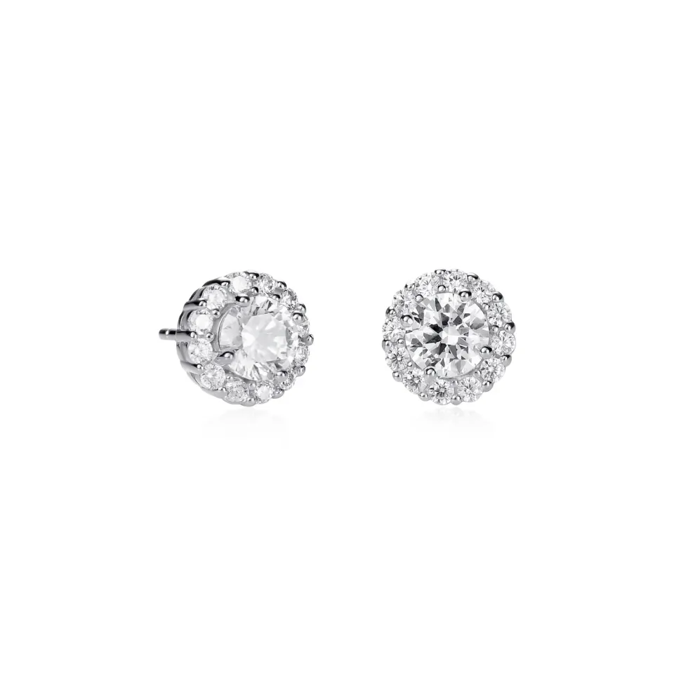 Diamond Treats orecchini lobo argento bianco pietra halo