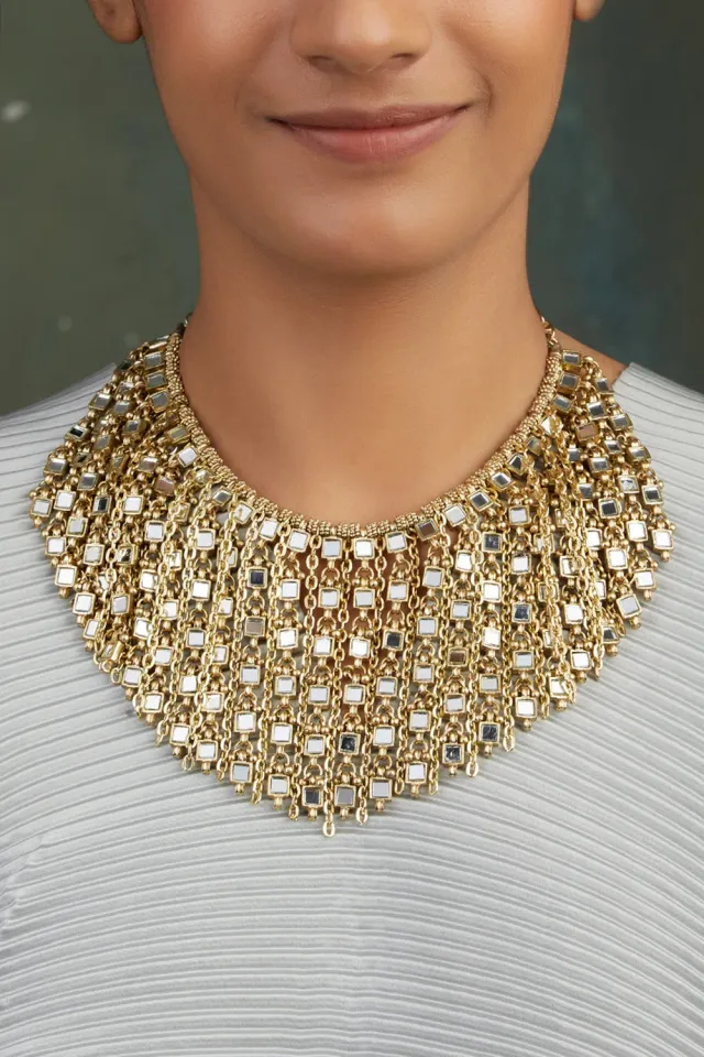 House of Tuhina Mirror Gold Waterfall collana oro specchio