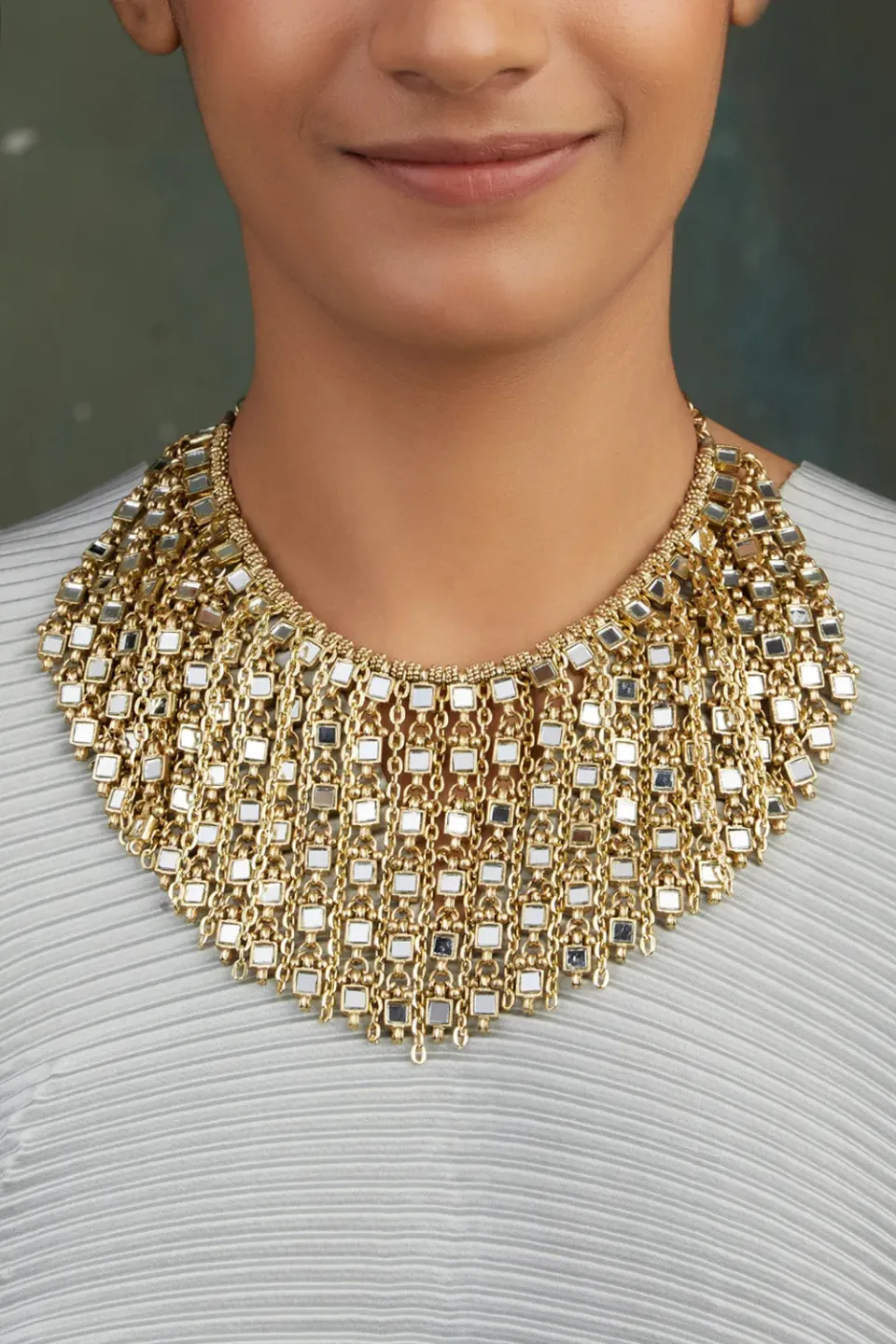 House of Tuhina Mirror Gold Waterfall collana oro specchio