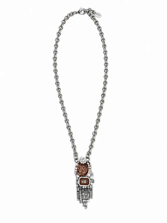Rada Chain Crystal collana pietra ovale ambra