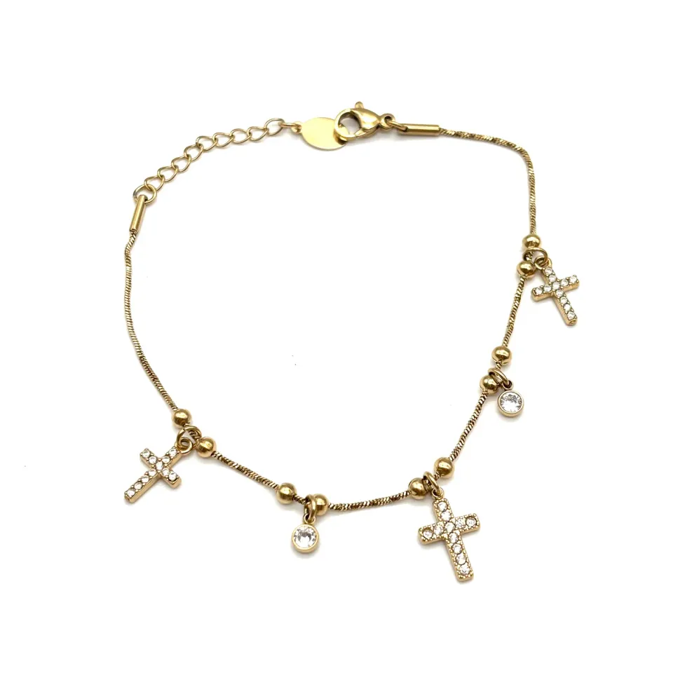 Ornamenta Croci pendenti bracciale dorato 17-20 cm regolabile