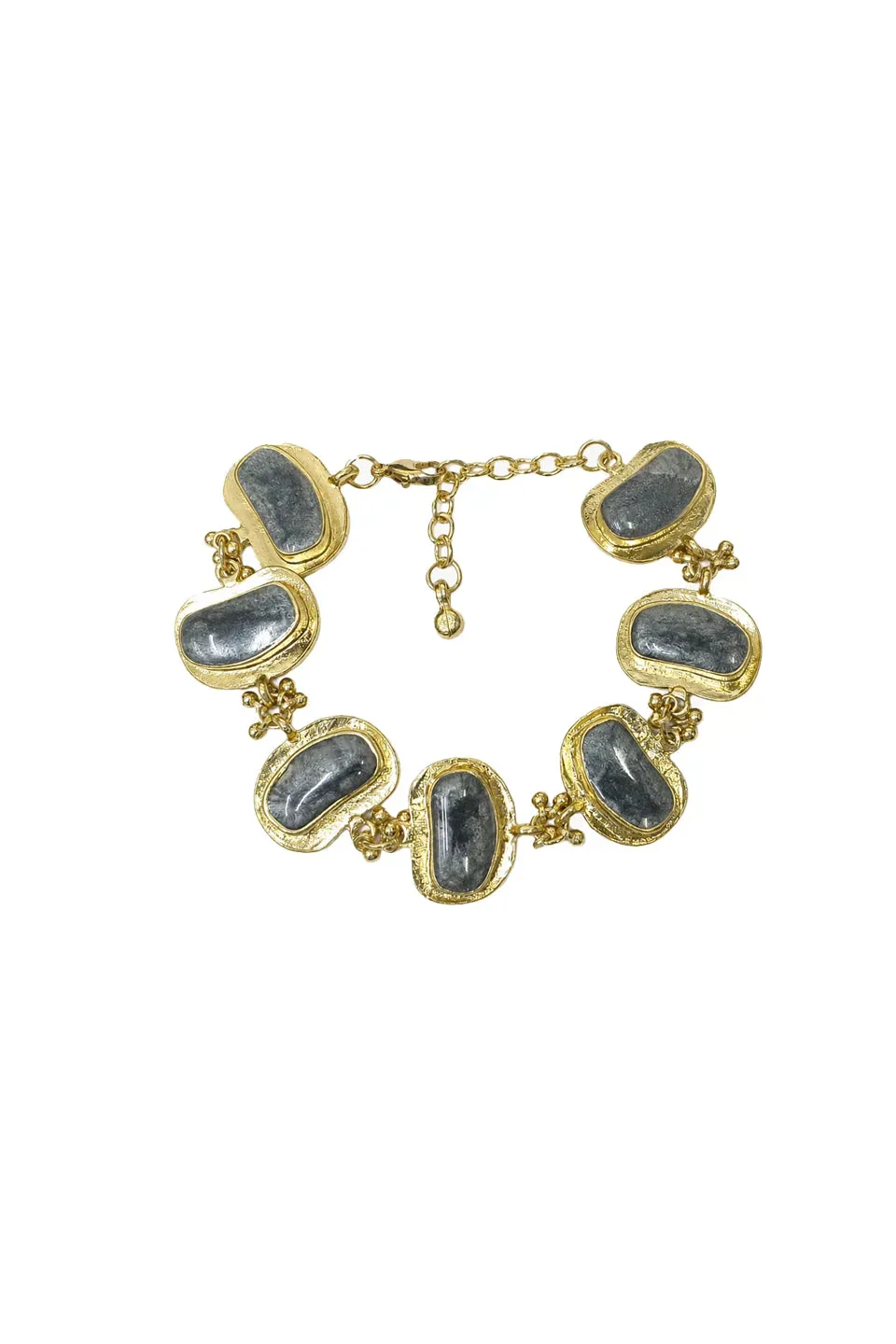 House of Tuhina Moon Gold MG26 Look5 bracciale turchese fatto a mano