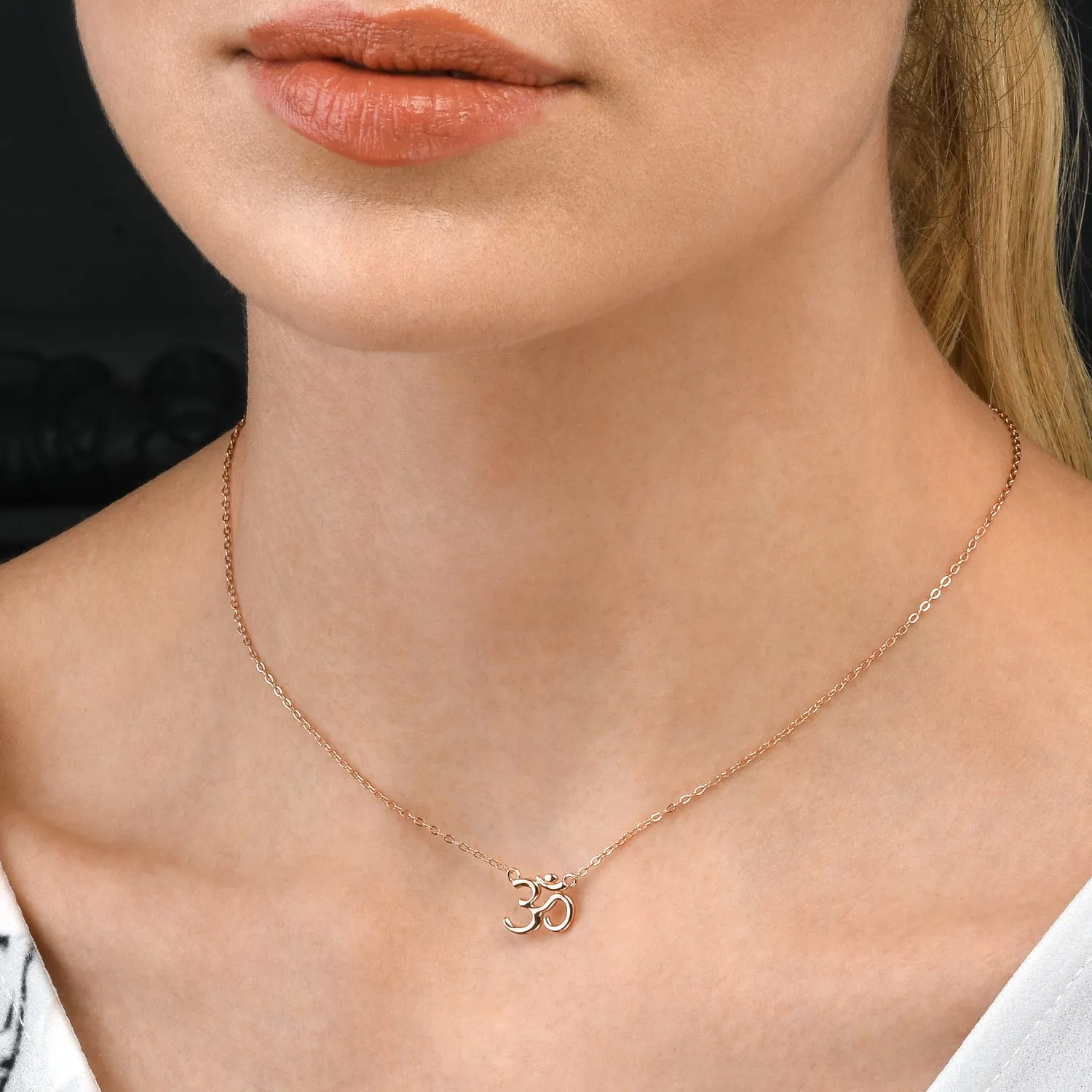 Diamond Treats collana Om argento oro rosa donna