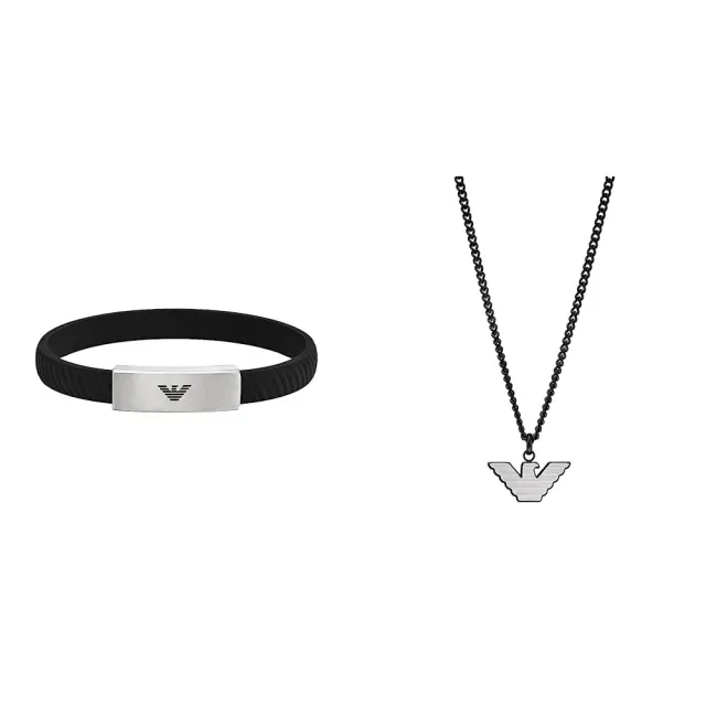 Emporio Armani set bracciali uomo acciaio argentato