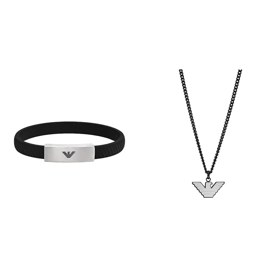Emporio Armani set bracciali uomo acciaio argentato