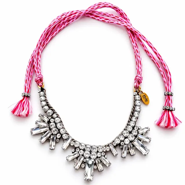 Rada Collana con pietre cristallo cordino decorata