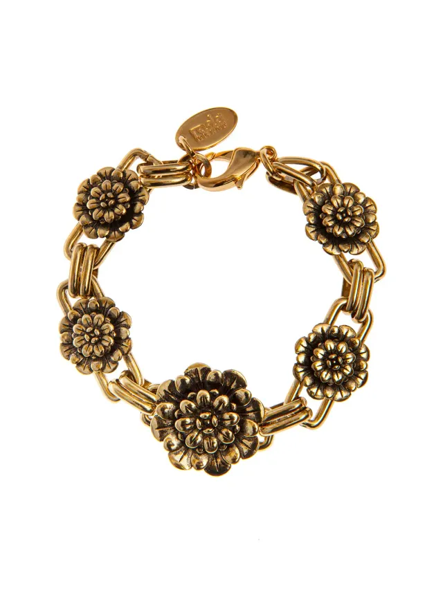 Rada Bracciale di catena con fiori oro antico